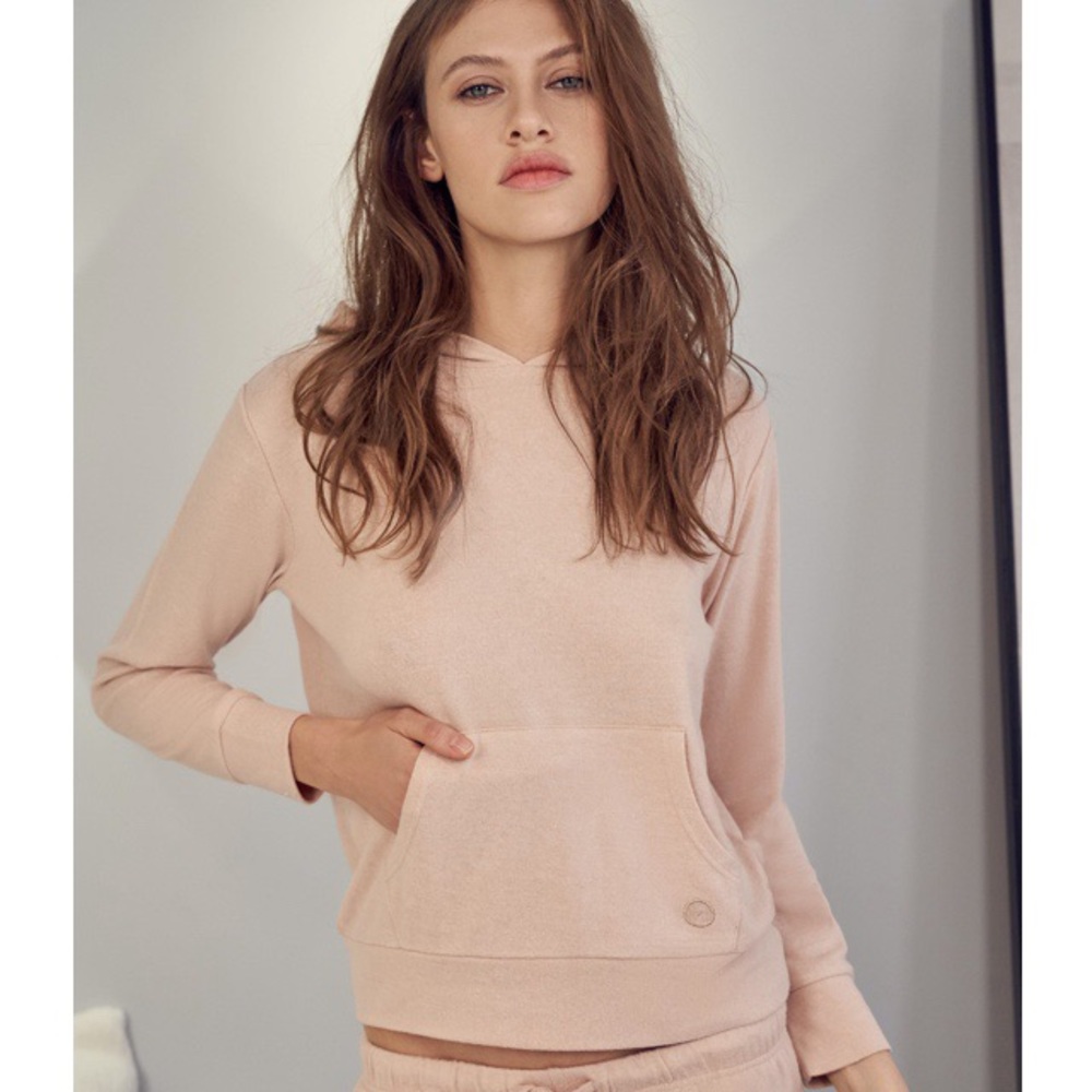 Sunday Citizen Cosset Hoodie Loungewear Cozy Sweater Pullover In Pink Size Small
